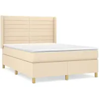 vidaXL Lit boxspring avec matelas Crème 140x190 cm Tissu