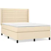 vidaXL Lit boxspring avec matelas Crème 140x200 cm Tissu