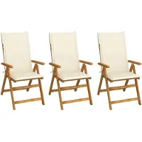 vidaXL Chaises de jardin pliantes 3 pcs. avec coussins en bois massif d'acacia