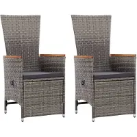 vidaXL Chaises longues de jardin 2 pcs. avec coussins Poly Rattan Gris