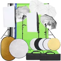 vidaXL Kit de studio photo avec éclairage toile de fond et réflecteur