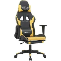 vidaXL Chaise de jeu avec massage & repose-pieds Noir Golden Similicuir