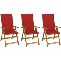 vidaXL Chaises de jardin pliantes 3 pcs. avec coussins en bois massif d'acacia