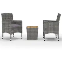 vidaXL Ensemble de bistro 3 pcs Résine tressée et bois d'acacia Gris
