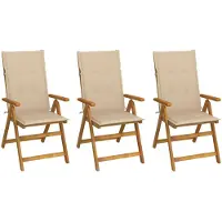 vidaXL Chaises de jardin pliantes 3 pcs. avec coussins en bois massif d'acacia