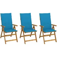 vidaXL Chaises de jardin pliantes 3 pcs. avec coussins en bois massif d'acacia
