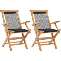 vidaXL Chaises de jardin pliantes 2 pcs. Bois massif teck et corde