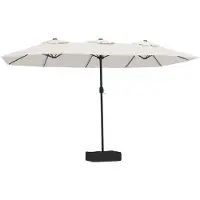 vidaXL Double parasol blanc sable 449x265 cm