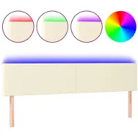 vidaXL Tête de lit LED Crème 180x5x78/88 cm Similicuir