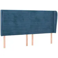 vidaXL Tête de lit avec oreilles bleu foncé 203x23x118/128 cm velours