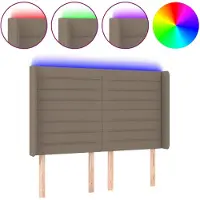 vidaXL Tête de lit LED Taupe 147x16x118/128 cm Tissu