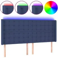 vidaXL Tête de lit LED bleue 203x16x118/128 cm Tissu