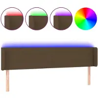 vidaXL Tête de lit LED brun foncé 163x16x78/88 cm Tissu