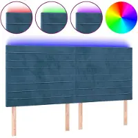 vidaXL Tête de lit LED bleu foncé 180x5x118/128 cm velours