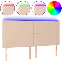 vidaXL Tête de lit LED cappuccino brun 200x5x118/128cm similicuir