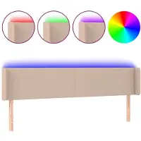 vidaXL Tête de lit LED cappuccino brun 203x16x78/88 cm similicuir