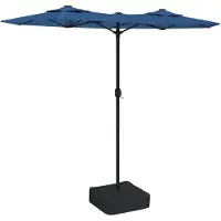 vidaXL Parasol double avec lampes LED bleu azur 316x145 cm