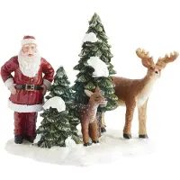 Luville Village de noël miniature père noël et ses rennes H8,5