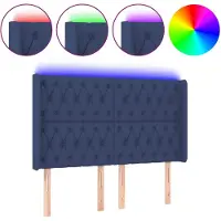 vidaXL Tête de lit LED bleue 147x16x118/128 cm Tissu