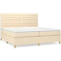 vidaXL Lit boxspring avec matelas Crème 200x200 cm Tissu