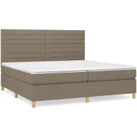 vidaXL Lit boxspring avec matelas Taupe 200x200 cm Tissu