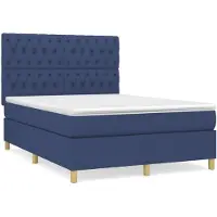 vidaXL Lit boxspring avec matelas bleu 140x200 cm Tissu