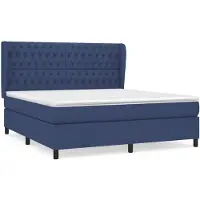 vidaXL Lit boxspring avec matelas bleu 180x200 cm Tissu