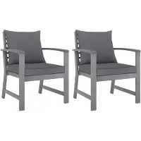 vidaXL Chaises de jardin 2 pcs. avec coussins gris foncé acacia massif