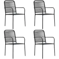 vidaXL Chaises de jardin 4 pcs. Corde de coton et acier Noir
