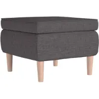 vidaXL Tabouret avec pieds en bois Gris foncé Tissu
