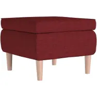 vidaXL Tabouret avec pieds en bois Rouge bordeaux Tissu