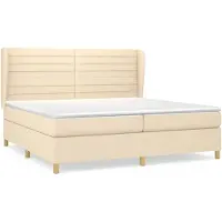 vidaXL Lit boxspring avec matelas Crème 200x200 cm Tissu