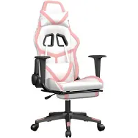 vidaXL Chaise de jeu avec repose-pieds Blanc et rose Similicuir