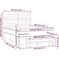 vidaXL Lit boxspring avec matelas Marron foncé 140x200 cm Tissu