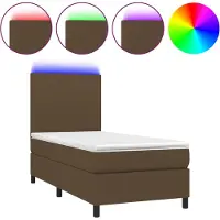 vidaXL Lit Boxspring avec matelas & LED Marron foncé 80x200 cm Tissu