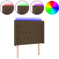 vidaXL Tête de lit LED brun foncé 103x16x118/128 cm Tissu
