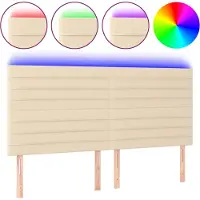 vidaXL Tête de lit LED Crème 180x5x118/128 cm Tissu