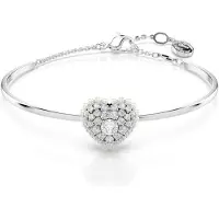 Swarovski Bracelet-Jonc Hyperbola, Coeur, Blanc, Métal Rhodié