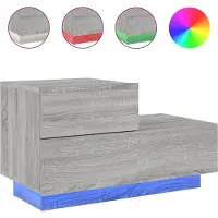vidaXL Table de chevet avec lumières LED sonoma gris 70x36x40,5 cm