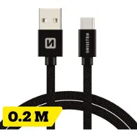 Swissten 71521101 Câble USB 0,2 m USB A USB C Noir