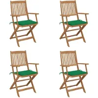 vidaXL Chaises de jardin pliantes 4 pièces avec coussins en bois massif d'acacia