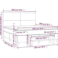 vidaXL Lit boxspring avec matelas brun foncé 180x200 cm Tissu