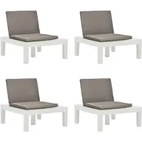 vidaXL Chaises de jardin avec coussins 4 pcs. Plastique blanc