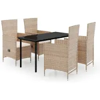 vidaXL Salon de jardin 5 pièces avec coussins Beige