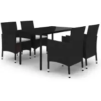 vidaXL Ensemble de jardin 5 pièces avec coussins Poly rotin et verre