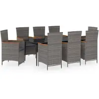 vidaXL Salon de jardin 9 pièces avec coussins Gris