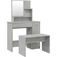 vidaXL Ensemble de coiffeuse gris béton 86,5x35x136 cm