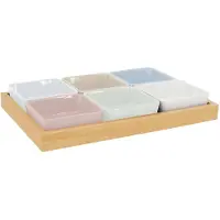 REMEMBER Ensemble de Bols avec Plateau en Bois Pastel (Ensemble de 7)