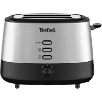 Tefal Grille-pain en acier inoxydable, 2 fentes à largeur variable, 7 niveaux de brunissage, fonctions de réchauffage et de décongélation, Equinox TT520D10