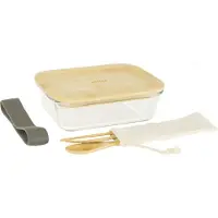 Pebbly Boîte à Déjeuner Pebbly Avec Ensemble de Couverts Bois 1L